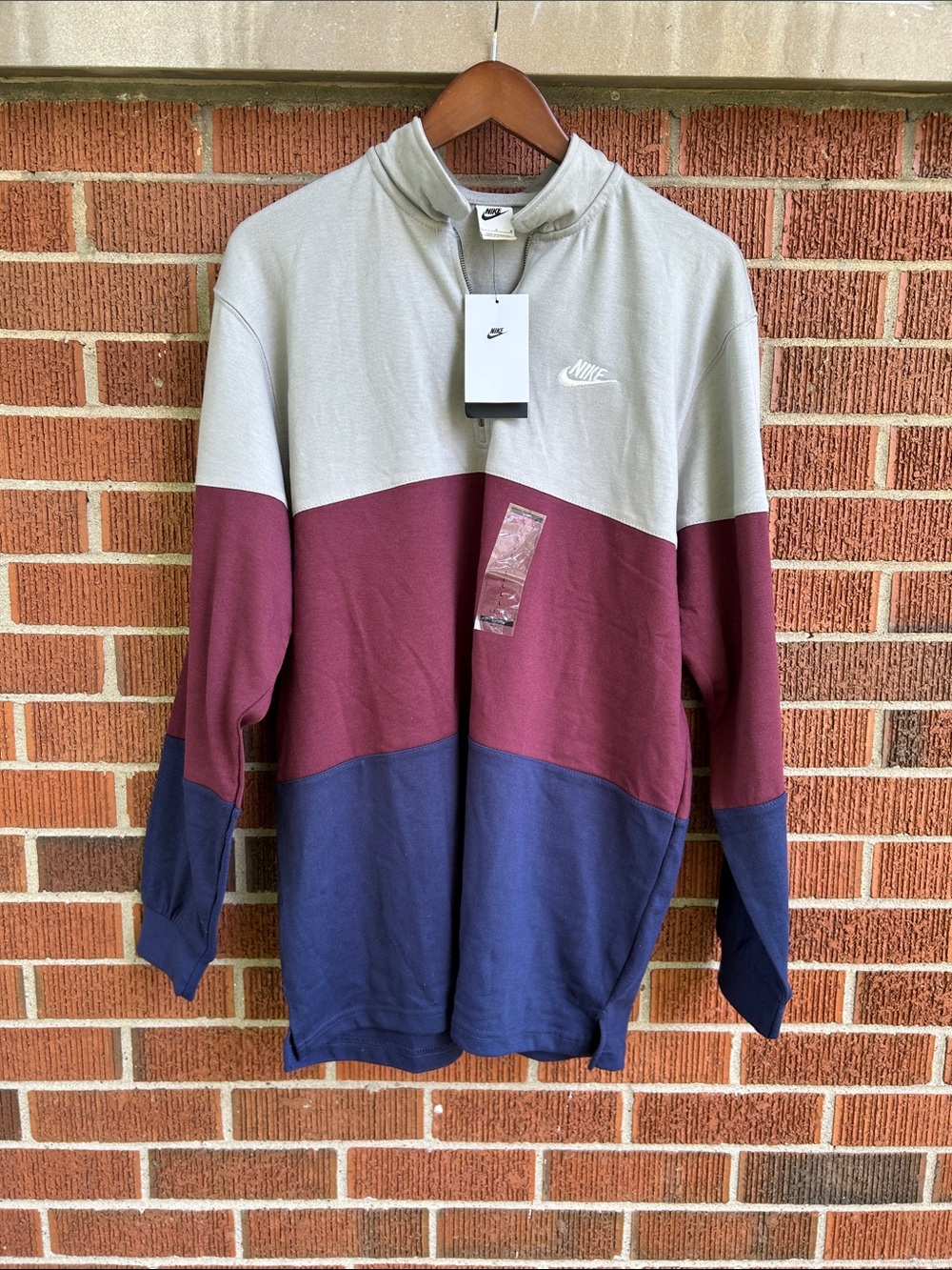 Nike Men’s Three-Tone Colorblock Pullover - Gray, Burgundy & Navy